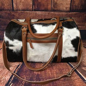Myra Cow Hide Hair On Onyx Traveler Bag Super Soft